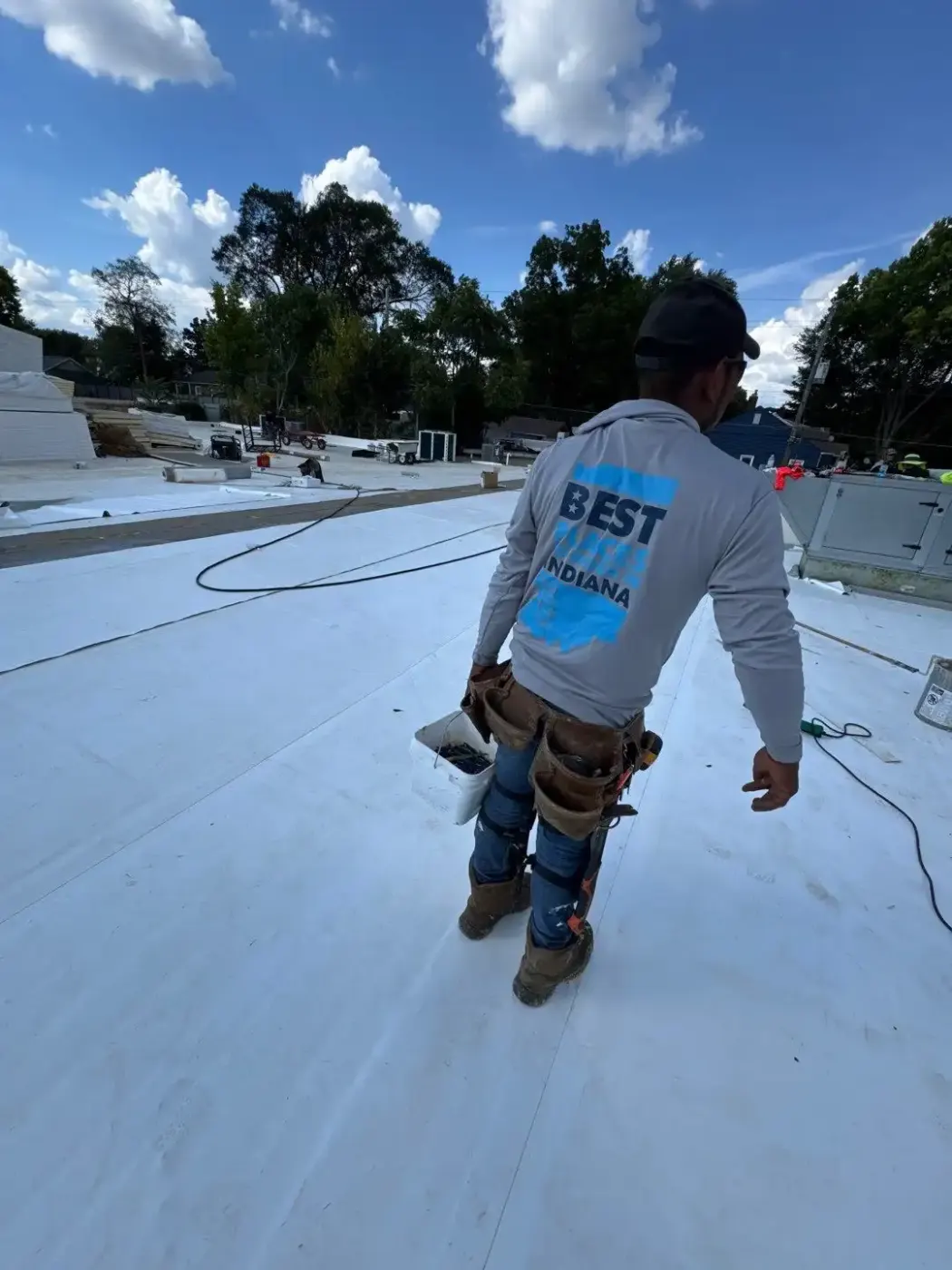Commercial roof inspection documented in Roachdale